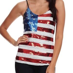 Third Wish large sequin patriotic flag tank top stars & stripes TS 3175
